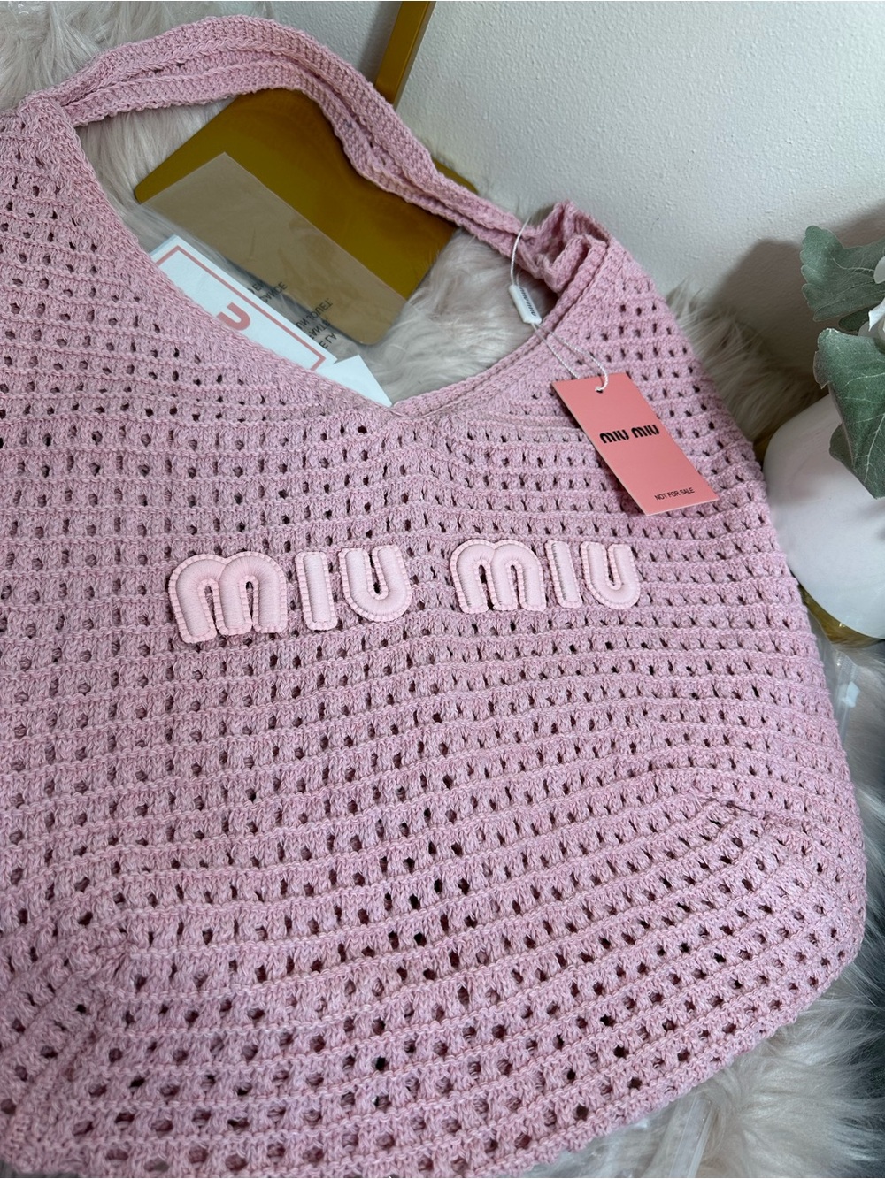 Miu Miu VIP Blush Pink Crochet Shoulder Bag